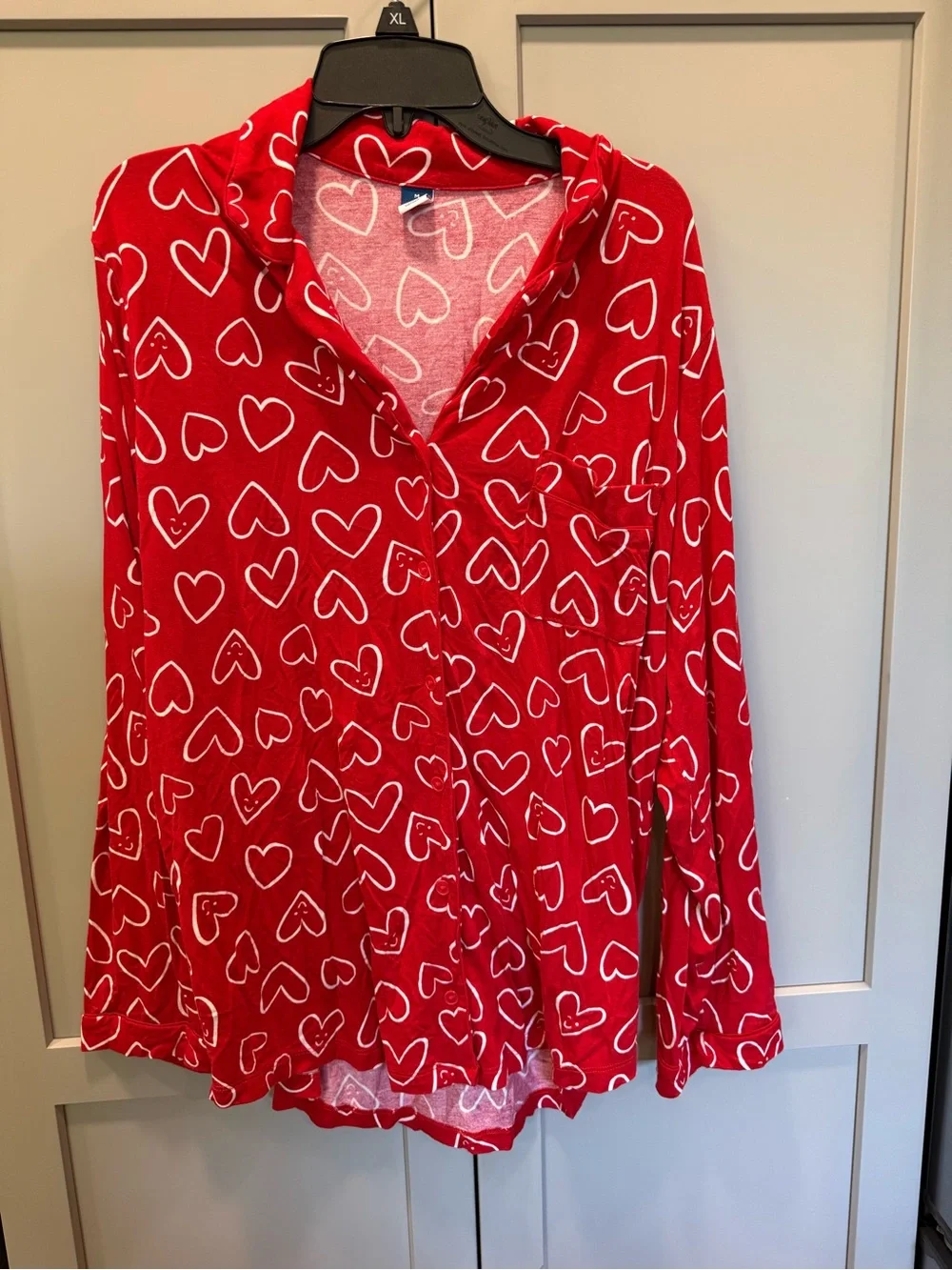 Old Navy Red Heart-Print Button-Front Pajama Set